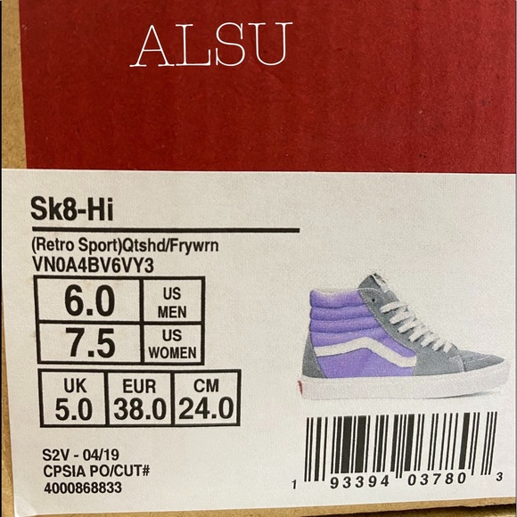 VANS SK8-HI Suede Canvas Retro Sport Lavender Grey - Picture 9 of 9